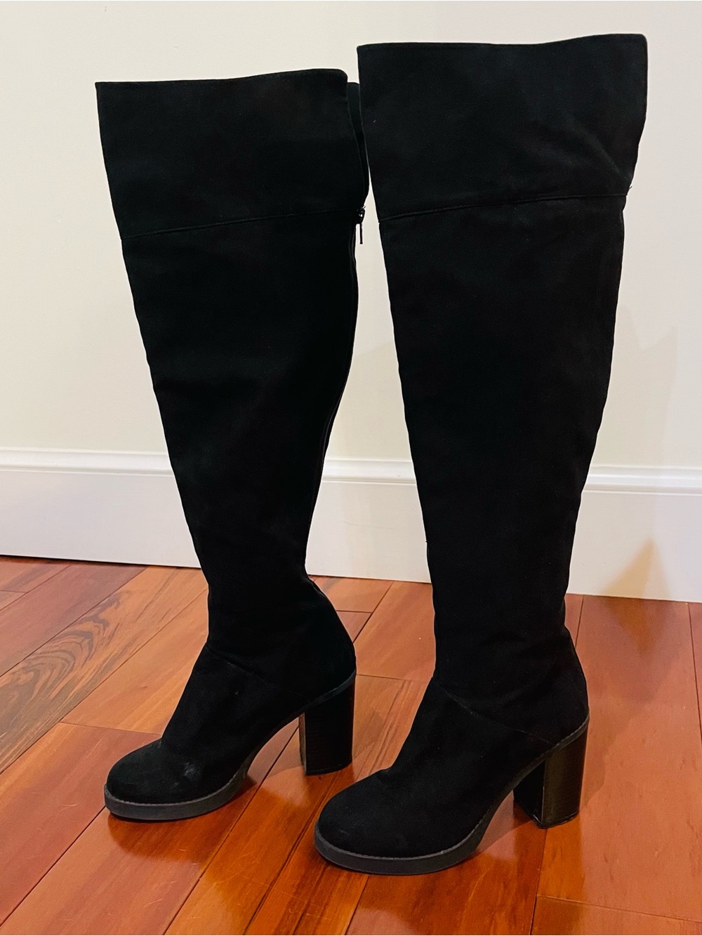 Oasis Black Over-the-Knee Block Heel Boots Size 7.5